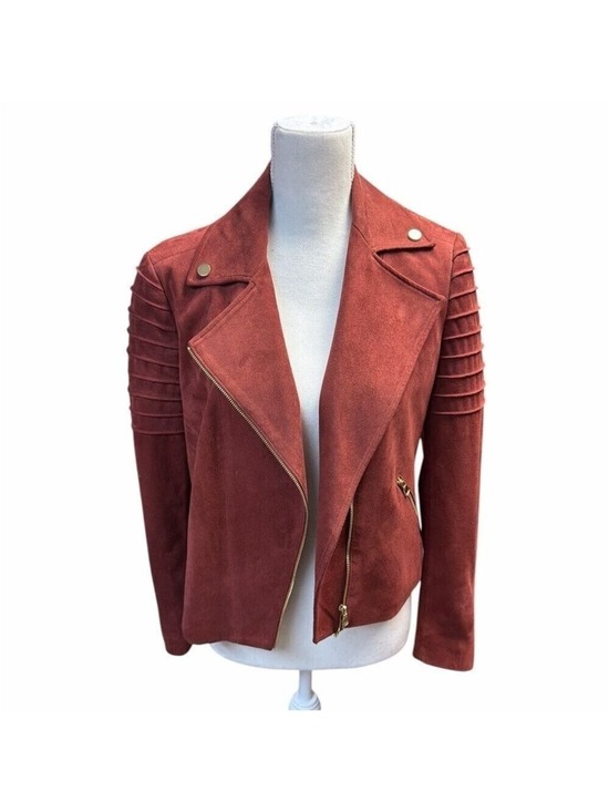 Rafaella Jackets & Blazers - Rafaella Women's Petite Orange Faux Suede Lined Moto Jacket Size S Petite